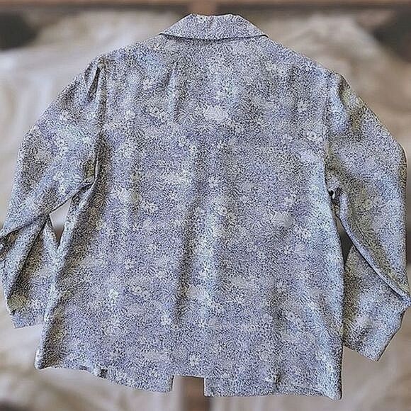 Vtg 60s blue & pale grey floral print dress & blazer co ord set - Picture 9 of 15